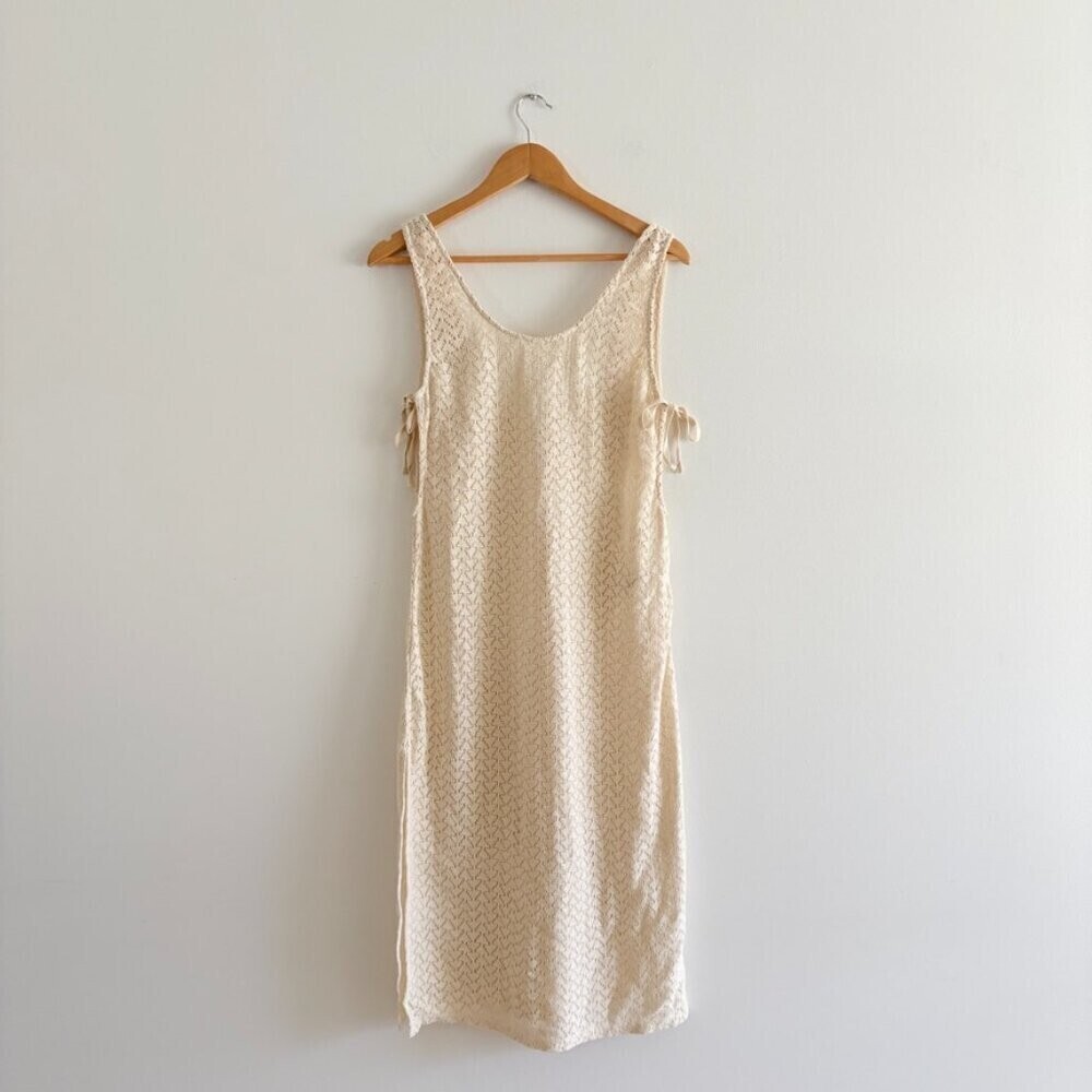 Roxy Beach Journey Knit Crochet Dress NWT Cream Size Small - Picture 9 of 13